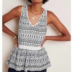 ANTHROPOLOGIE  MAEVE Cammie Embroidered Eyelet Peplum Tank Top.        order(60)